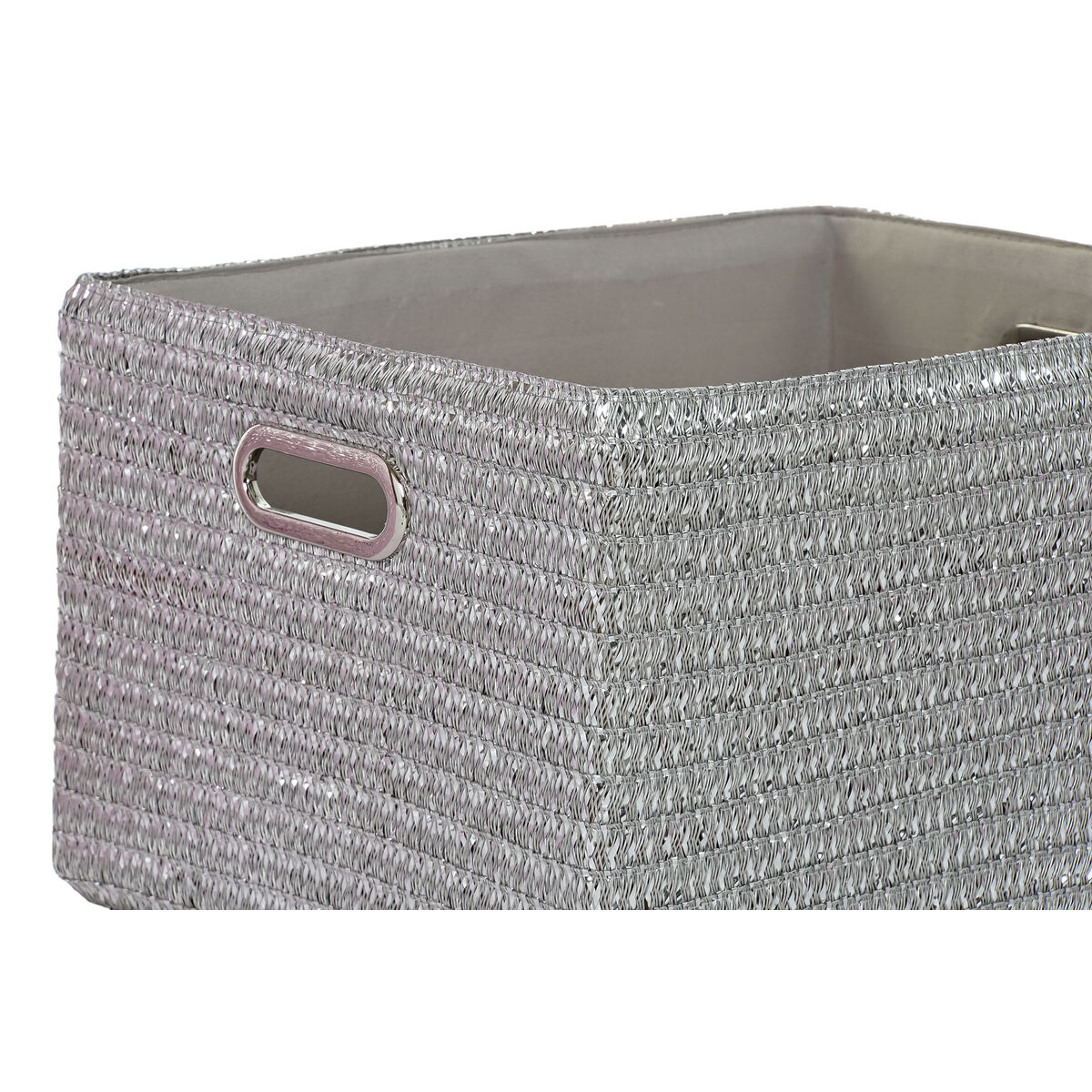 Multifunktionell korg DKD Home Decor Rosa Silvrig polypropen 44 x 36 x 50 cm 4 Kg 5 Delar
